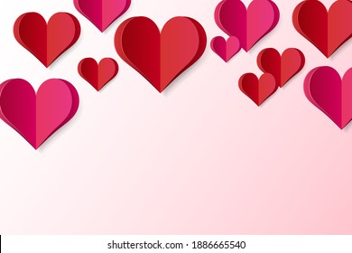 Forma de papel de alta calidad del corazón sobre fondo degradado . Afiche de amor para tu diseño . Elementos vectores aislados