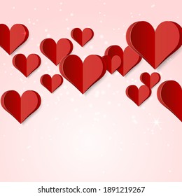 Forma de papel de alta calidad del corazón sobre fondo degradado . Afiche de amor para tu diseño . Elementos vectores aislados
