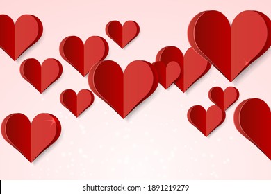 High Quality Paper Shape of Heart on Gradient Background . Poster of Love for your Design . Isolated Vector Elements