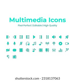 High quality perfect pixel and editable icon set for UI. Set of vector icons isolated on white background.