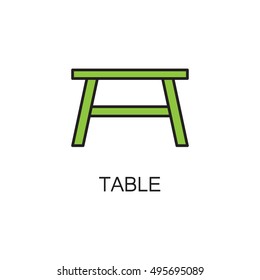 High quality pictogram of table for home's interior. Outline vector symbol for design website or mobile app. Thin line sign of mirror for logo, visit card, etc.