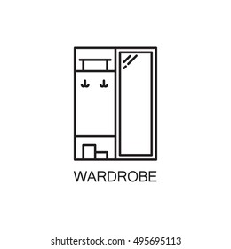 High quality pictogram of wardrobe for home's interior. Outline vector symbol for design website or mobile app. Thin line sign of mirror for logo, visit card, etc.