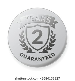 High quality powerful 2 year warranty badge. Label. Sticker
