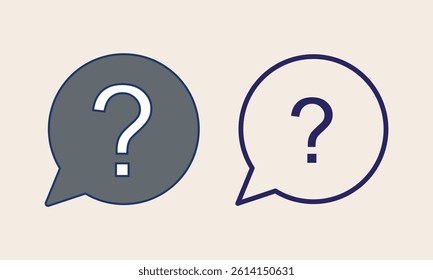 High quality question mark icon symbolizing FAQ, help, solution, and information. two color icon for business support, problem solving, and creative ideas.