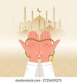 Ilustración vectorial de Ramadán Kareem de alta calidad con mezquita, linternas y luna creciente. Perfecto para impresión, Web, publicidad y promoción de eventos religiosos.