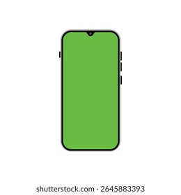 High quality realistic newest version of smartphone with blank white screen. Realistic vector phone for visual ui app demonstration.