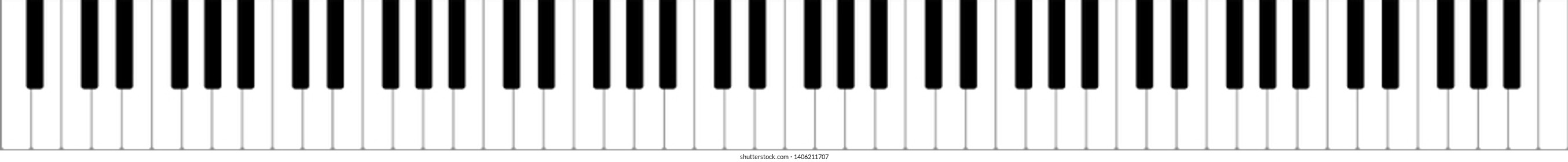 High quality realistic and proportionate vector illustration of full lenght 88 keys (88 notes, 7 octaves) piano keyboard. Editable vector eps file for music school related projects