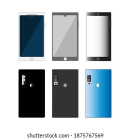 Hochwertiges, realistisches Handy ohne Rahmen Smartphone mit weißem Bildschirm. Für visuelle i-App-Demonstrationen können Sie sich telefonieren. Konzept für mobile Endgeräte von Vector. Detailliertes Mock-up-Smartphone