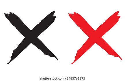 Hochwertige rote und schwarze X-Kreuz grungy Illustration isoliert.  Vektorillustration .EPS 10