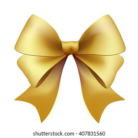 High Quality Red Bow on White Background. Vector Isolated Illustration.