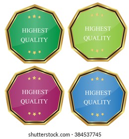 high quality satisfaction guarantee ribbon, sticker, sign, stamp, icon, label isolated on white