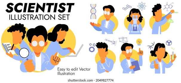 high quality scientist Illustration set