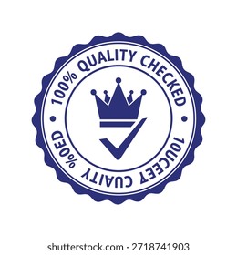 Sello de alta calidad con corona y Vector de icono de marca de verificación