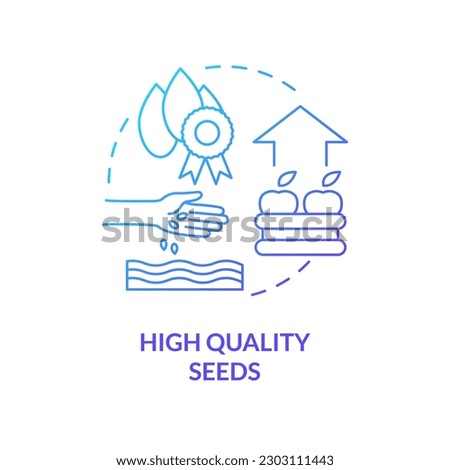 High quality seeds blue gradient concept icon. Sowing grains. Increasing farming productivity abstract idea thin line illustration. Isolated outline drawing. Myriad Pro-Bold font used