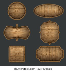 High Quality Set Of Wooden Signboards. Vector Illustration.