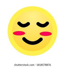 High quality, shy smiley isolated on white background. Popular chat elements. A popular smiley.