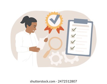 High quality sign isolated concept vector illustration. Quality control, high standard product, ISO certification, customer attraction, consumer decision, governmental control vector concept.