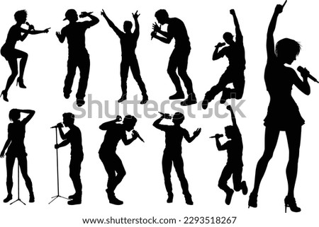 High quality silhouette singers . Pop, country music, rock stars and hiphop rapper artist vocalists 