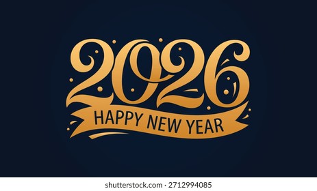 Hochwertige Silhouetten von stilisierten Vektor 2026 Happy New Year Logo