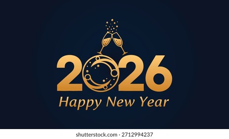 silhuetas de alta qualidade do vetor estilizado 2026 logotipo feliz do ano novo