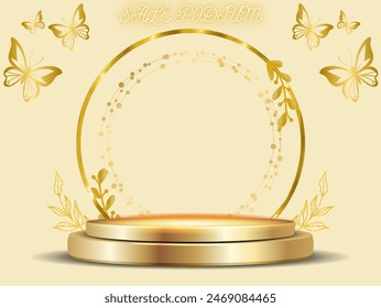 A high quality and simple golden color sell podium for product advertisement and displaying product