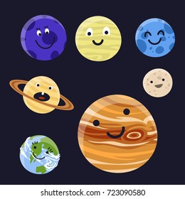 High quality solar system space planets flat universe astronomy galaxy science star vector illustration.