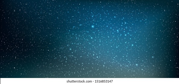 A high quality space background, Realistic starry sky shade of blue glow, Happiness starlight in the night with bright shiny stars, Milky way galaxy in the infinity space, Vector illustration, EPS10.