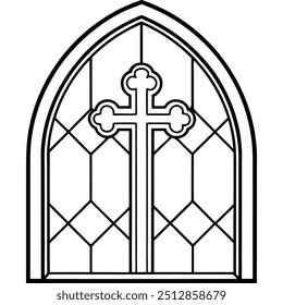 High Quality Stained Glass Church Window Vector