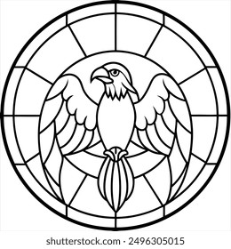 High Quality Stained Glass Eagle Vector