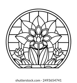 High Quality Stained Glass Flowers Vector