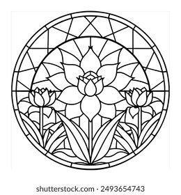 High Quality Stained Glass Flowers Vector