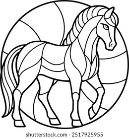 High Quality Stained Glass Horse Vector