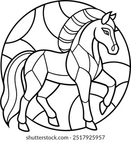 High Quality Stained Glass Horse Vector