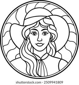 High Quality Stained Glass Lady  Vector