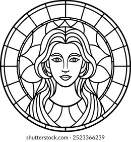 High Quality Stained Glass Lady Vector