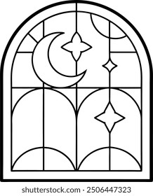 High Quality Stained Glass Moon Vector