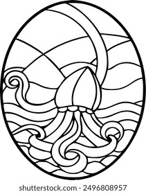 High Quality Stained Glass Octopus Vector