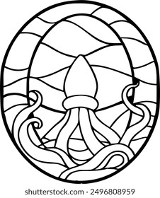 High Quality Stained Glass Octopus Vector