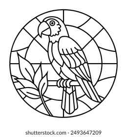 High Quality Stained Glass Parrot Vector