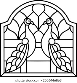 High Quality Stained Glass Peacock Vector