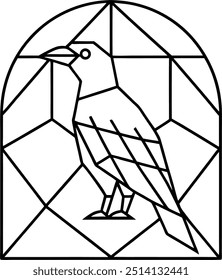 High Quality Stained Glass Raven Vector