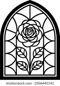 High Quality Stained Glass Rose Vector