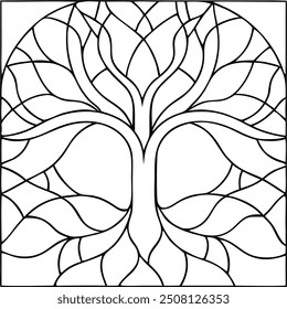 High Quality Stained Glass Tree Of Life  Vector