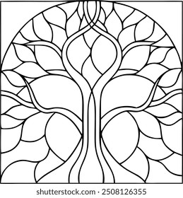 High Quality Stained Glass Tree Of Life  Vector