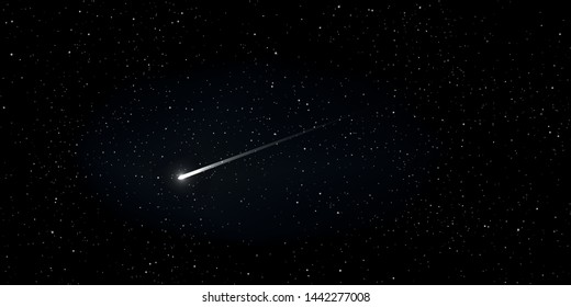 High quality star and comet universe on black background. Astrology horizontal background. Stardust in galaxy. Vector Illustration.