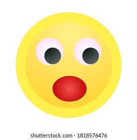 High quality surprised smiley isolated on white background. Popular chat elements. A popular smiley.