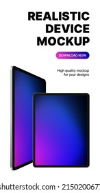 High Quality Tablet Mockup with Gradient Screen for Advertisement, Presentation, Promotion Design. Vector illustration