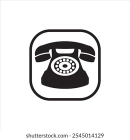 High Quality Telephone Silhouette Vector Icon With White Background.