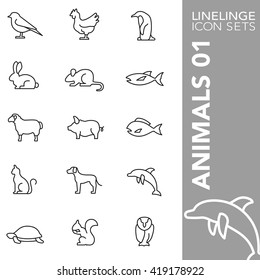 High quality thin line icons of animal, pets and sea life. Linelinge are the best pictogram pack unique linear design for all dimensions and devices. Stroke vector, logo, symbol and website content.