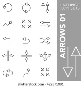 High quality thin line icons of arrows and direction symbol. line icon are the best pictogram pack unique linear design for all dimensions and devices. Vector outline logo symbol and website content.
